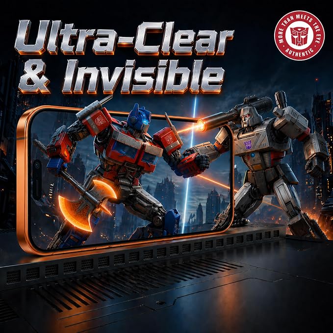 Transformers Licensed iPhone 15 Screen Protector | Impact Resistant Scratch Resistant Bubble-Free Install Smooth Touch Fit 365-Day Warranty