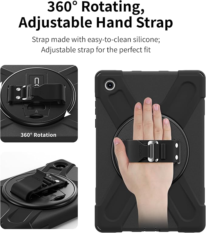 CODi Rugged Case for Samsung Galaxy Tab A11+ with Built-in Screen Protector – 360° Drop Protection MIL-STD-810G Certified Rotating Kickstand Hand Strap &amp Shoulder Strap Heavy Duty Tablet Cover