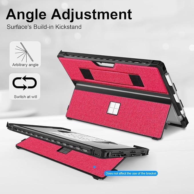 Case for 12.3 Microsoft Surface Pro 7+/7/6/5/4 Protective Rugged Cover Case with Surface Pen Holder and Hand Strap Compatible with Surface Pro Type Cover Keyboard (Black)