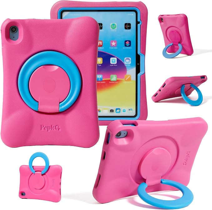 Kids Case for iPad Shockproof Cover for 11-inch iPad Air M4 (2026) / M3 (2025) / M2 (2024) 11” Lightweight Full Body Protective Case with Foldable Handle/Stand (Blue+Green)