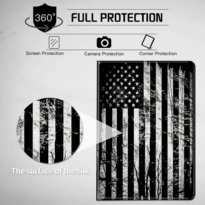 for All-New Fire HD 10 Tablet Case (13th Generation 10.1 inch 2023 Release) with Adjustable Stand &amp Auto Wake/Sleep Feature Smart Protect Cover Case - American Flag