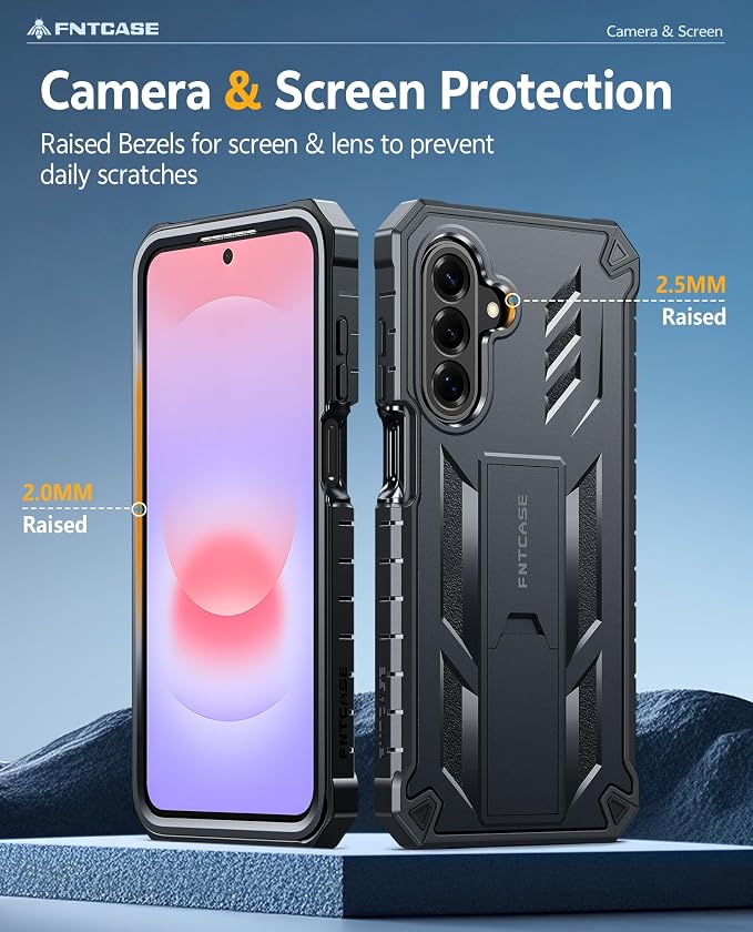 FNTCASE for 11 Pro XL Case Rugged Kickstand 2 Front Frames Black | Built-in Screen Protector 20FT Military-Grade Drop Protection Rugged Heavy Duty Shockproof Full Body Protective Cover