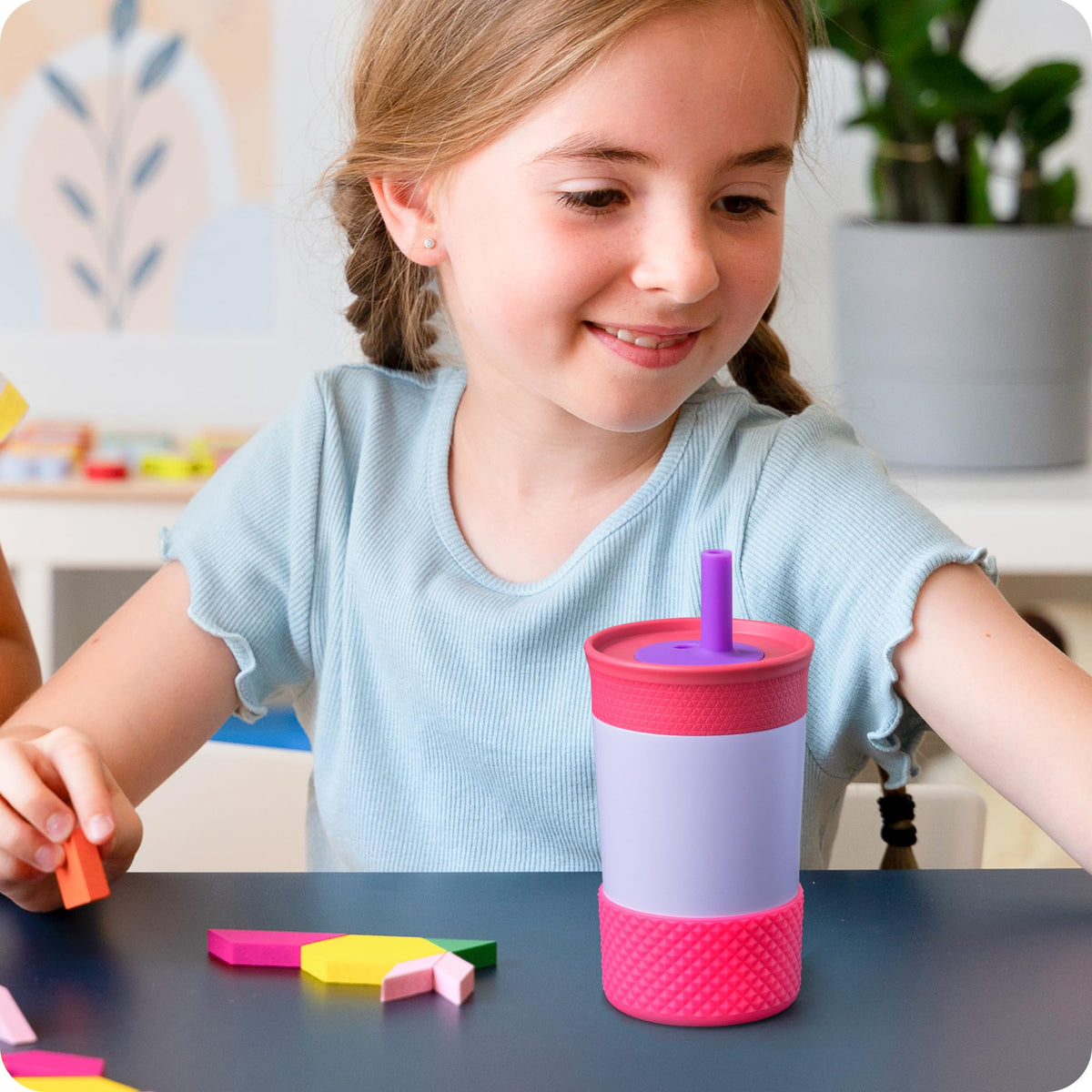 Bluwing Protective Silicone Boot for Owala Kids Water Bottle 14/16 oz, Silicone Sleeve for Stanley Tumbler 20-40oz, HydroFlask 12-24OZ(Rose Pink)
