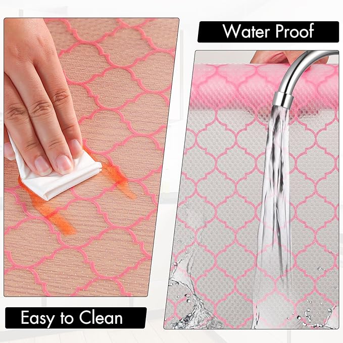 Cooyes Shelf Liner, Non Adhesive Drawer and Cabinet Liner, EVA Washable Oil-Proof Shelf Paper for Kitchen Cabinets, Refrigerator, Storage, Desks with Modern Pattern