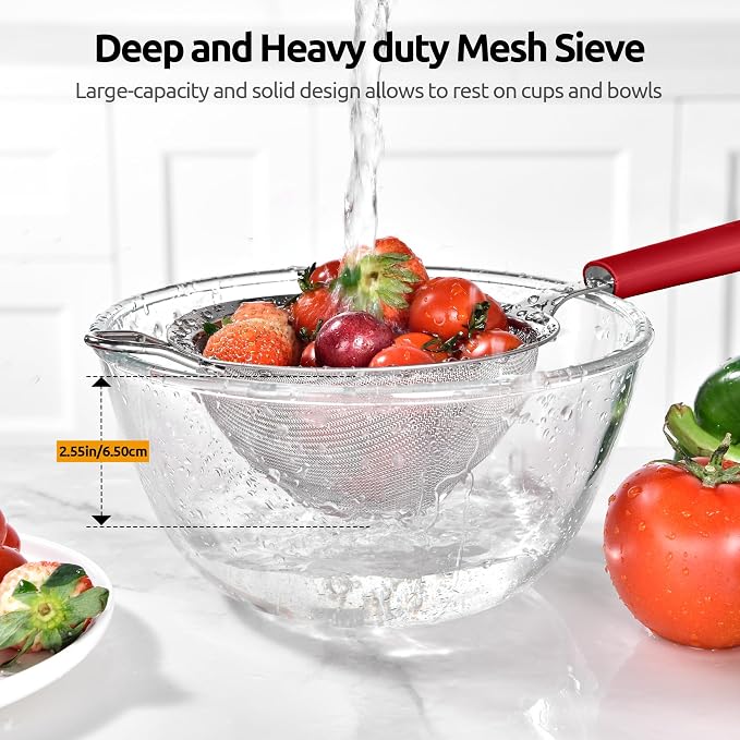 U-Taste Medium Fine Mesh Strainer: 18/8 Stainless Steel 4.73in 30 Mesh Kitchen