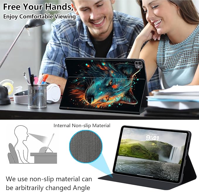 Case for iPad Air 11-inch (M4 2026 / M3 2025 / M2 2024) iPad Air 5th/4th Gen (2022/2020) 10.9 Slim PU Leather Folio Stand &amp Auto Sleep/Wake Protective Smart Cover Tree Fluorescent