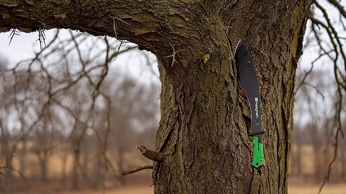 Hooyman Machete with Heavy Duty Construction, Ergonomic No-Slip Handle and Belt Sheath for Gardening, Land Management, Bushcraft, Hunting and Outdoor,Black/Green