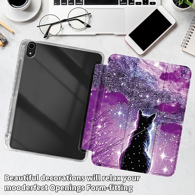 for iPad 10.2 &amp 10.5/iPad 9th/8th/7th Generation 10.2 2021 2020 2019 Case Mutil Angles Folding Y-Shaped Stand Cover with Pencil Holder Auto Wake/SleepAmerican Flag and Cow