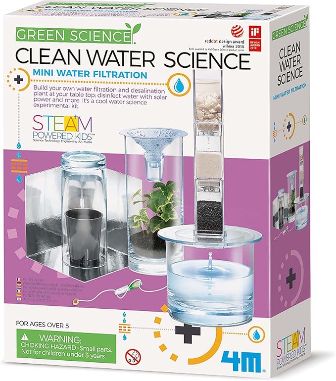 4M: Green Science: Clean Water Science - DIY Mini Water Filtration & Desalination Plant Kit, Solar Powered, STEM Experiment Activity, Kids Ages 5+