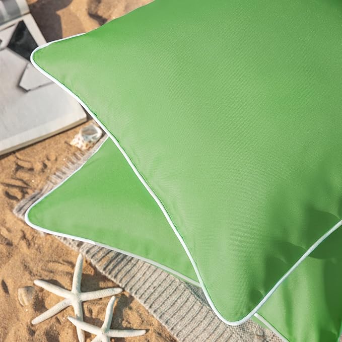 Phantoscope Pack of 2 Outdoor Waterproof Solid Throw Decorative Pillow Cover Decorative Square Outdoor Pillows Cushion Case Patio Pillows for Couch Tent Sunbrella, Forest Green 18x18 inches 45x45 cm
