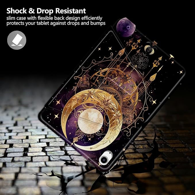 Astronaut Mushrooms Pattern Case for iPad 10.2 iPad 9th Generation 2021/ iPad 8th Generation 2020/ iPad 7th Generation 2019360 Degree Rotating Stand Protective Cover with Auto Sleep/Wake