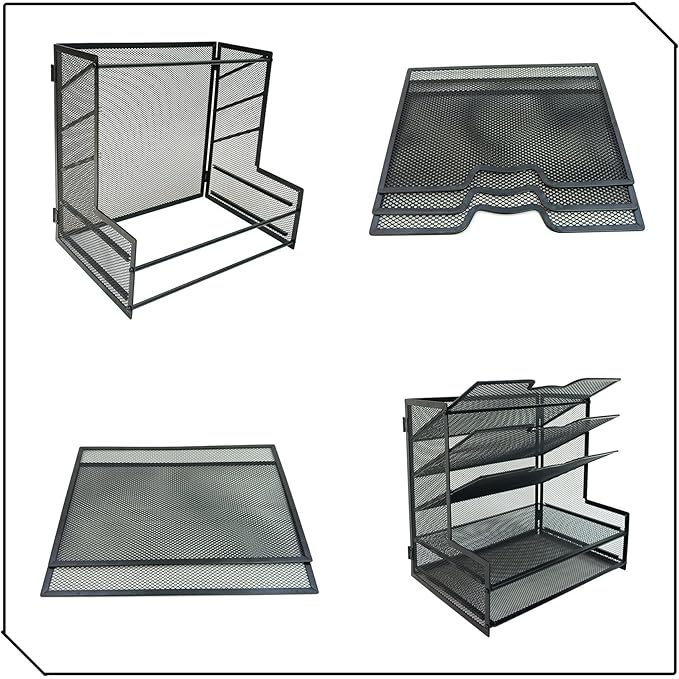Generic 5-Tier Metal Mesh Desk Organizer, Office File Holder, Paper Organizer for Home Office Furniture, Black