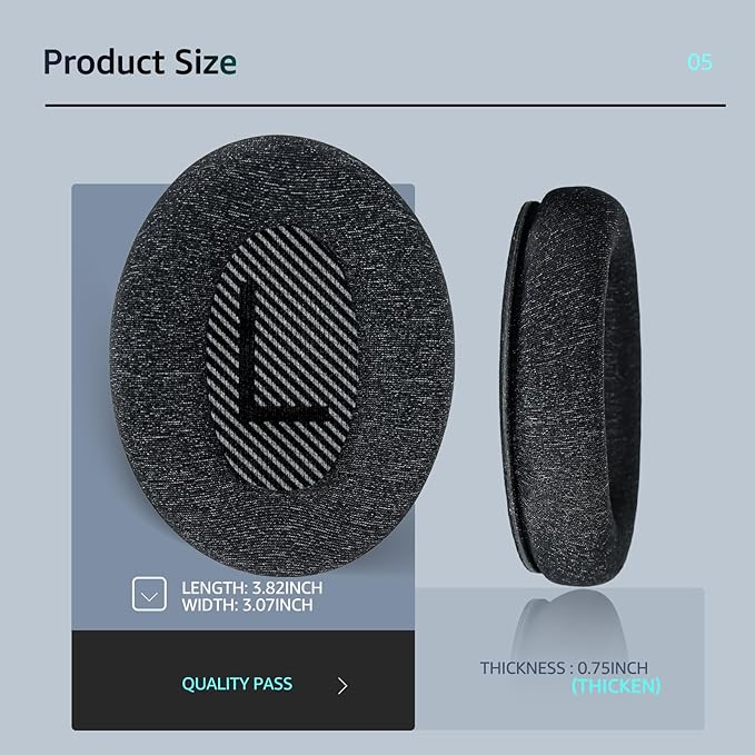 Fabric Comfort - Wzsipod Ear Pads for Bose QuietComfort 35/ QC35ii Headphones, Compatible with QC45 QC25 QC2 QC15 & More Series, Replacement Exclusive Styles, S2