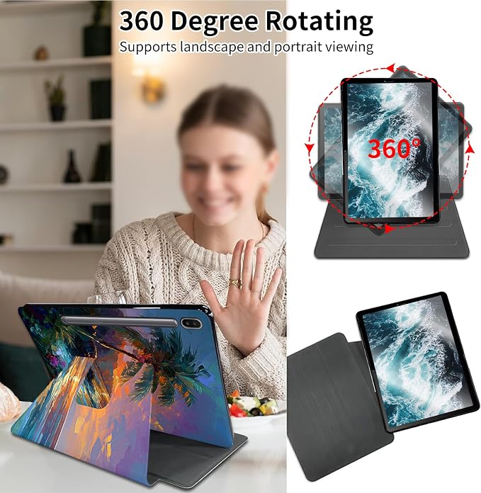for Samsung Galaxy Tab S6 (10.5 inch) Tablet 2019 release-360 Degree Rotating Stand PU Leather Cover with Auto Wake/Sleep + S Pen HolderArt Butterfly