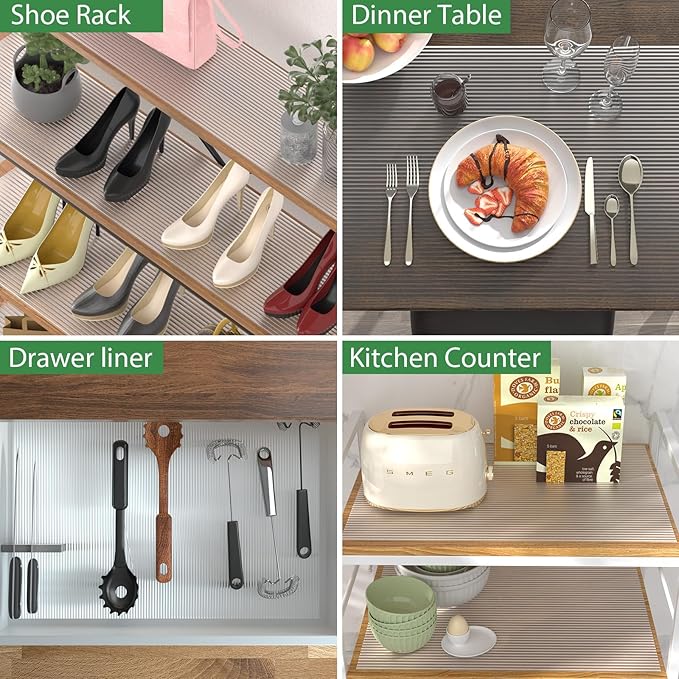 Anoak Shelf Liner - Non-Slip Cabinet Liner, 16 Inch x 10 FT(120 Inch) Durable Waterproof Washable Oil-Proof for Kitchen Cabinet, Shelves, Refrigerator, Storage, Desks, Non Adhesive