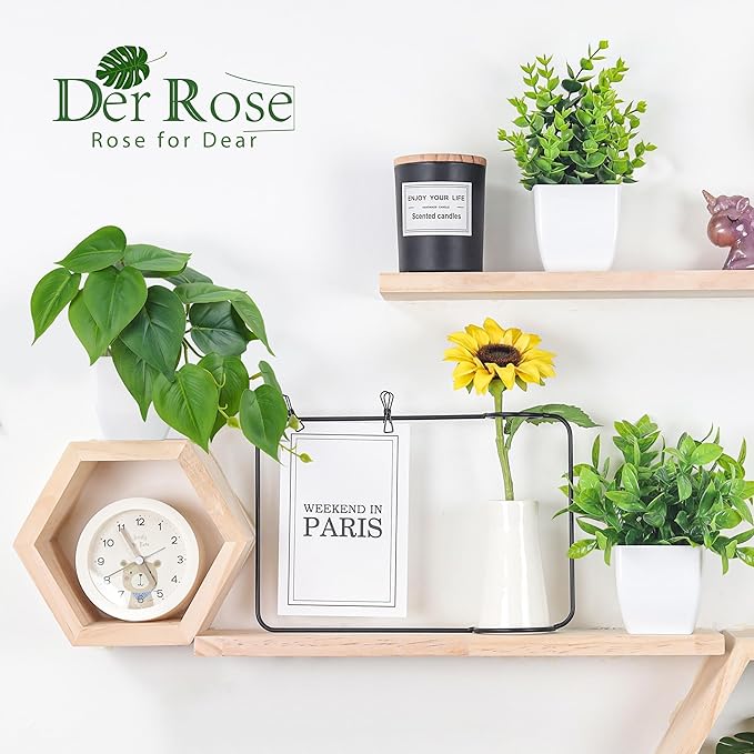 Der Rose 6 Pack Fake Plants Small Artificial Potted Plants Faux Plants for Home Office Desk Bathroom Aesthetic Farmhouse Room Decor Indoor