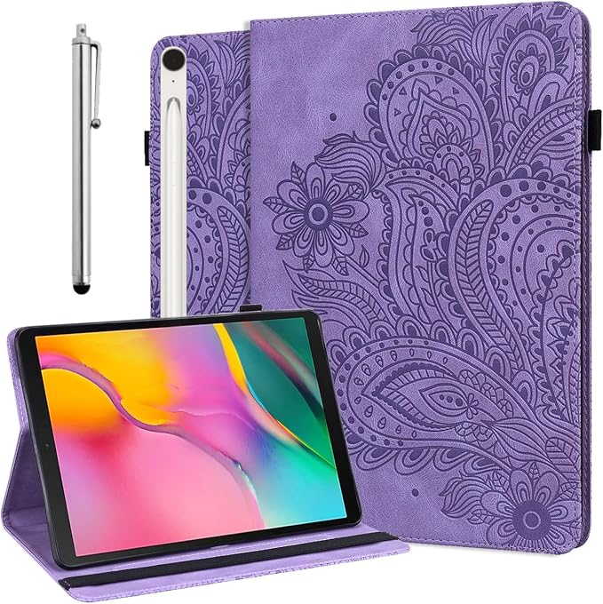 ALILANG Case for Samsung Galaxy Tab S10 Lite/ S10 FE/ S9 FE 10.9 Inch/Tab S9 11 Inch with Stylus Multiple Viewing Angles PU Leather Stand Flip Cover for Galaxy Tab S10 FE 5G Tablet Case -Brown
