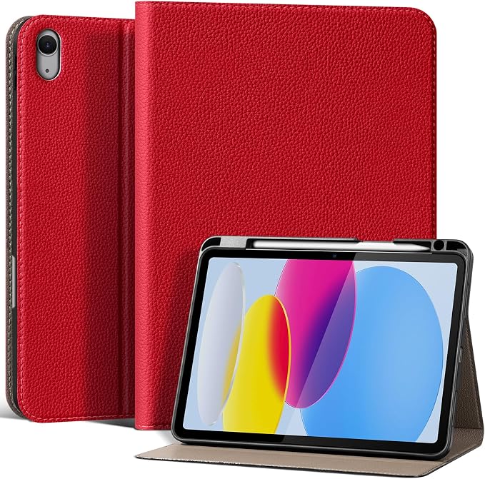 iPad Case 11th Gen 11 &amp 10th Gen 10.9 with Pencil Holder Black | Slim Premium Leather Smart Cover Auto Wake/Sleep Multi-Angle Protective Stand