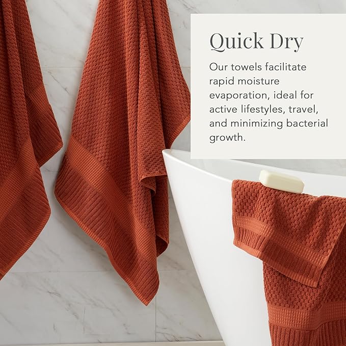 NY Loft 100% Cotton Hand Towel 6 Pack Hand Towel Set | Super Soft & Absorbent Quick-Dry Hand Towels 16" x 28" |Textured and Durable Cotton | Trinity Collection (6 Pack Hand Towel, Clay)