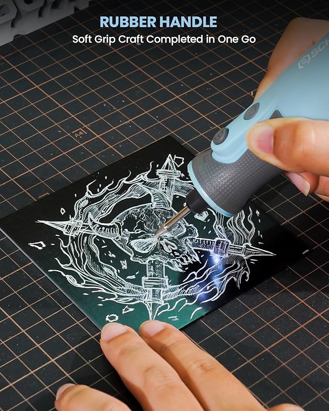 Rotary Tool Kit, Cordless Rotary Tool, 8V Rotary Tool with LED Lights, 5-Speed, 28000RPM, 2.0Ah Battery, 25 Accessories, for Carving, Engraving, Sanding, Polishing, Cutting and Pet Nails