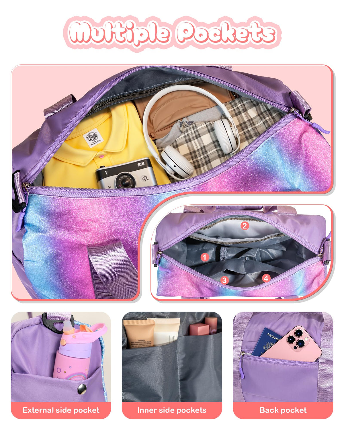 Vogewood Gifts for Granddaughter-Girl Gym Dance Bag with Shoe Compartment