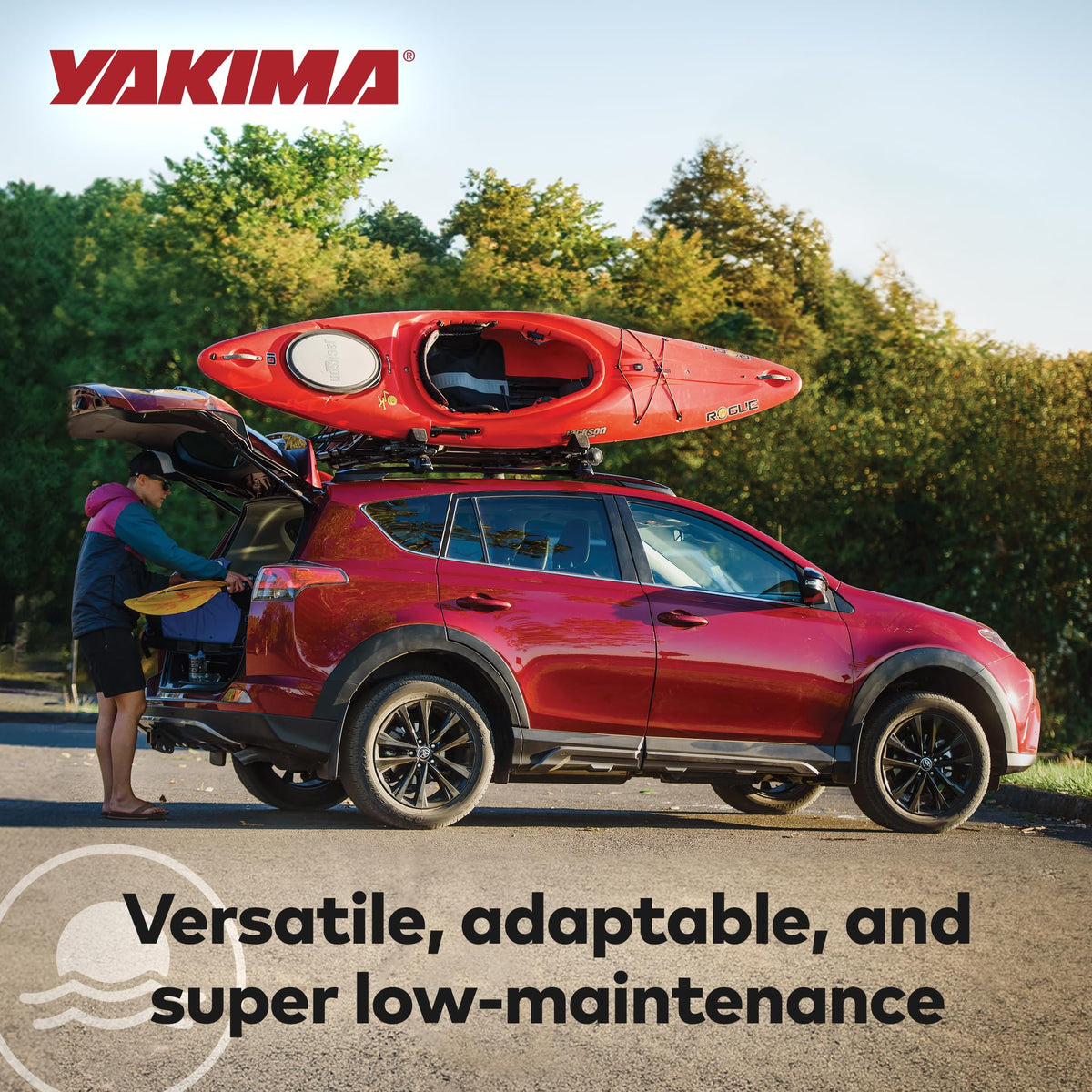 Yakima JayLow Folding J-Cradle Rooftop Kayak Rack with Tie-Downs