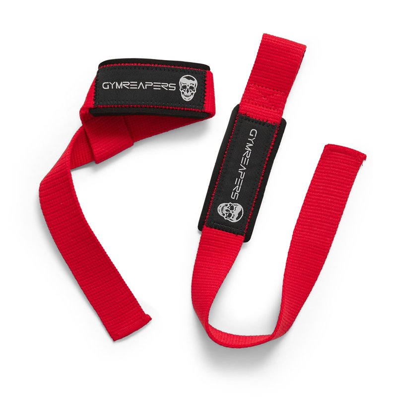 Gymreapers Lifting Wrist Straps for Weightlifting, Bodybuilding, Powerlifting, Strength Training, & Deadlifts - Padded Neoprene with 18" Cotton (Red)