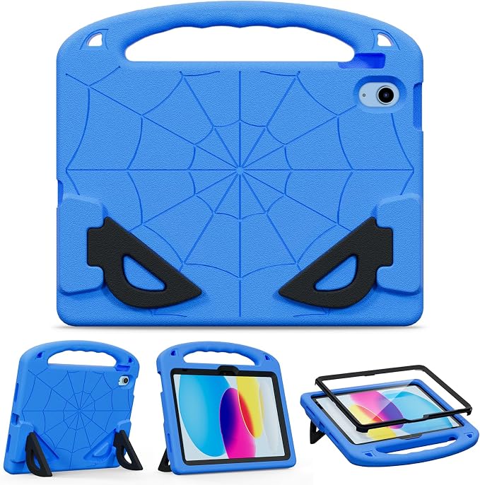 Kids Case for iPad A16 11th/ 10th Generation (2025/2022 Model) | iPad 11/ iPad 10 Full-Body Drop Protection cover with Screen Protector EVA Shockproof Handle Stand Black