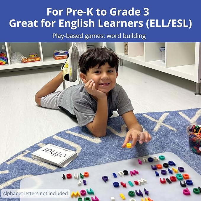 Multisensory Sight Word & Phonics Flash Cards, Set 3 (High-Frequency Words 101-150) - Kinesthetic Learning, Picture-Embedded - Pre-K to Grade 3 - Homeschool & Classroom Use - Model EW-24
