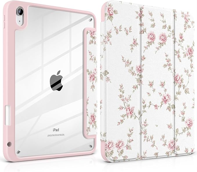 Case for iPad (A16) 11th Generation 11 inch 2025 /iPad 10th Gen 10.9 2022 - Aesthetic Cute Preppy Design Trifold Cover with Soft TPU Bumper Clear Back Auto Sleep/Wake Waves