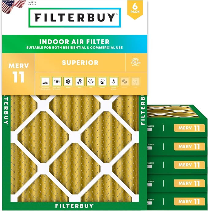 Filterbuy 18x25x2 Air Filter MERV 11 Superior Pet & Allergy Defense,