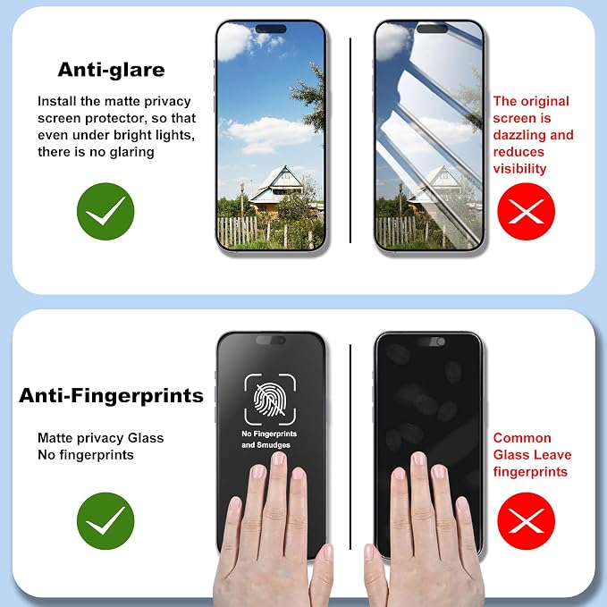 2 Pack Matte Glass Screen Protector for iPhone 17 Pro MaxMatte Anti-Glare Tempered GlassAnti-FingerprintAnti-Reflection Auto Alignment Scratch Resistant 9H Glass Screen Cover