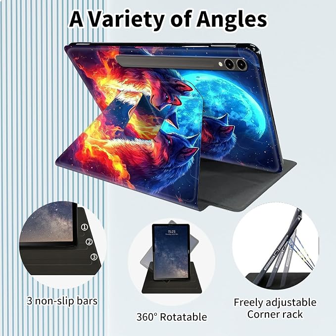for Samsung Galaxy Tab A9 Plus Case 11 Inch 2024 2023 (SM-X210/X216/X218)360 Degree Rotating Smart Cover Case with Auto Sleep/Wake-Beautiful Highland Cow