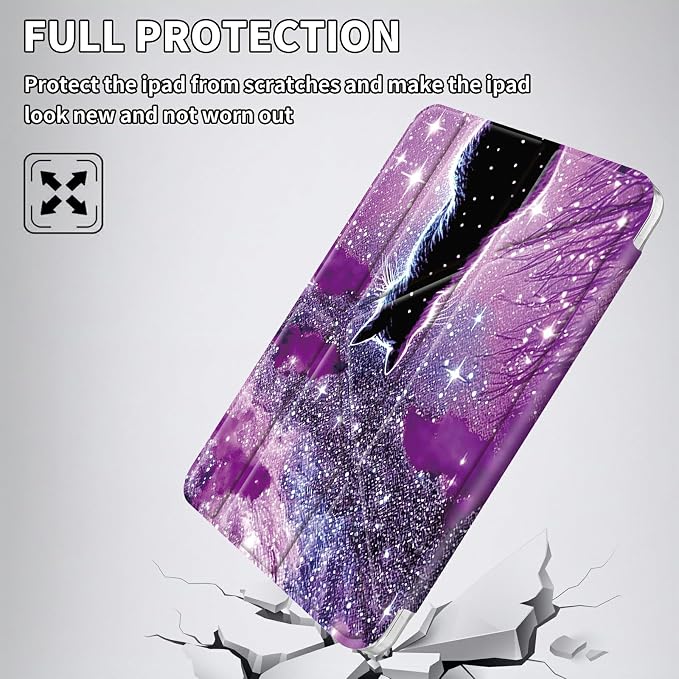 for iPad 10.2 &amp 10.5/iPad 9th/8th/7th Generation 10.2 2021 2020 2019 Case Mutil Angles Folding Y-Shaped Stand Cover with Pencil Holder Auto Wake/SleepAmerican Flag and Cow