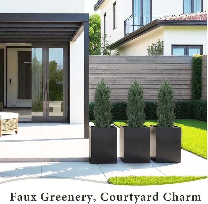 THE BLOOM TIMES 3ft Topiary Trees Artificial Outdoor Set of 2, UV Resistant Faux Cedar Pine Cypress Bushes & Shrubs, Fake Plants for Front Porch Outside Planter Patio Christmas Decor 3 Foot Tall