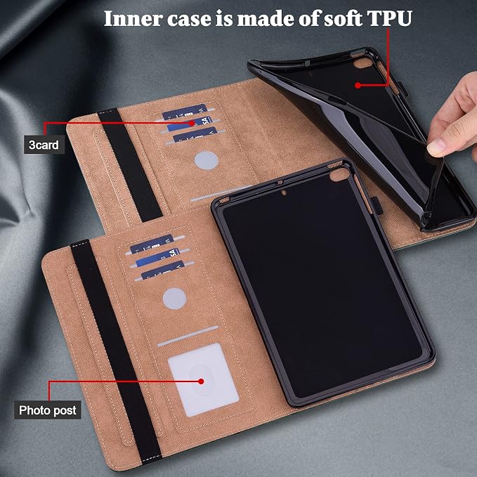 ALILANG Case for Samsung Galaxy Tab A 10.1 Inch 2019 (SM-T510/T515) with Pen Holder &amp Multiple Viewing Angles Smart PU Leather Cover for Samsung Tab A 10.1 Case 2019-Black