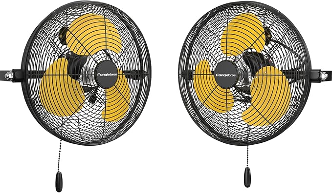 Fanqiebros 12 IN High Velocity Wall Mount Fan, 3 Speed Industrial Wall Fan with Sealed Motor, 2500 CFM Adjustable Air Circulator for Garage, Commercial, Greenhouse, Warehouse & Gazebo Use, UL Listed