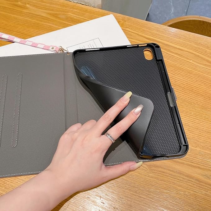Checkered Case for iPad (A16) 11th Generation 11 Inch (2025) iPad 10th Generation 10.9 Inch (2022) with Pencil Holder (Black)