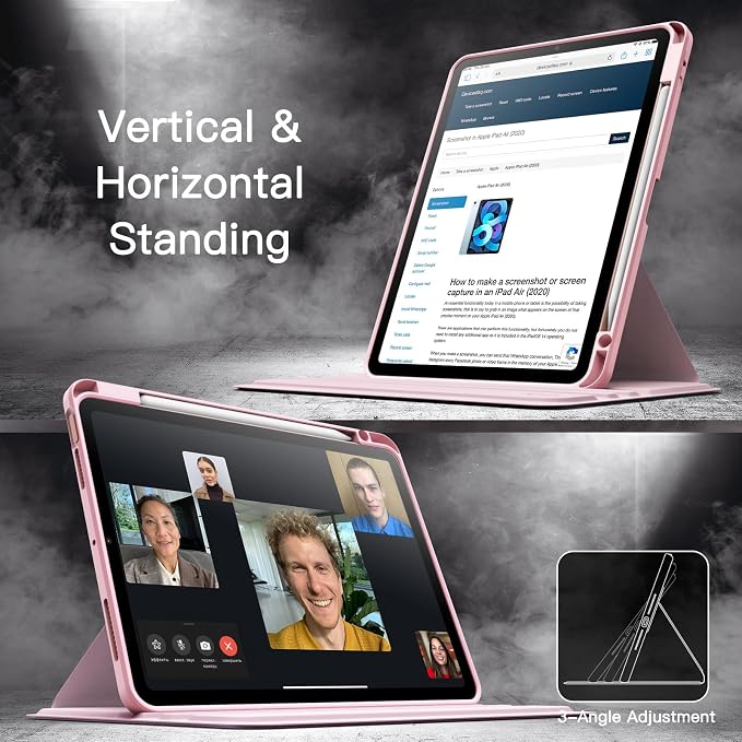 JETech Rotating Case ONLY for iPad Air 11-Inch M4/M3/M2 (2026/2025/2024) iPad Air 5/4 (2022/2020 5th/4th Generation 10.9-Inch) 360 Degree Rotation Protective Stand Cover Clear Back (Black)