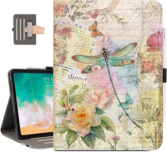 Vimorco for iPad Pro 11-inch Case M5/M4 2025/2024 for iPad Pro Case 11 Inch M5/M4 Pencil Holder/Hand Strap/Pocket/Screen Protection Band 3 Adjustable Angles Auto Sleep/Wake Beach Blue Ocean