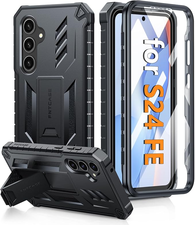 FNTCASE for 11 Pro XL Case Rugged Kickstand 2 Front Frames Black | Built-in Screen Protector 20FT Military-Grade Drop Protection Rugged Heavy Duty Shockproof Full Body Protective Cover