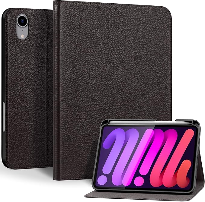 Genuine Leather Case for iPad 11th Gen 11/10th Gen 10.9 Black | Pencil Holder Adjustable Stand Auto Wake/Sleep Shockproof