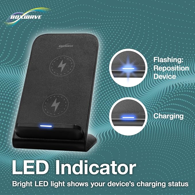 BoxWave Charger Compatible with Google Pixel 3 - Wireless QuickCharge Stand (15W) Desktop Viewing Wireless Charging - Jet Black