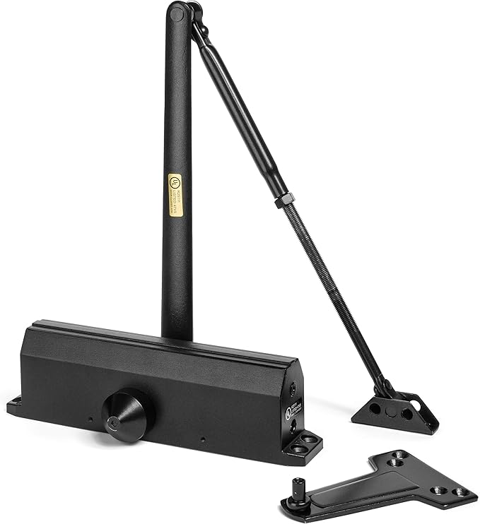 Dynasty Hardware Door Closer, Grade 1 Heavy Duty Commercial Hydraulic Closer, Self-Closing, Adjustable Spring Size 3-6, Surface Mount, Sprayed Duronotic Bronze, Series 1636