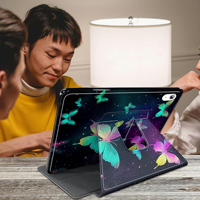 Astronaut Mushrooms Pattern Case for iPad 10.2 iPad 9th Generation 2021/ iPad 8th Generation 2020/ iPad 7th Generation 2019360 Degree Rotating Stand Protective Cover with Auto Sleep/Wake