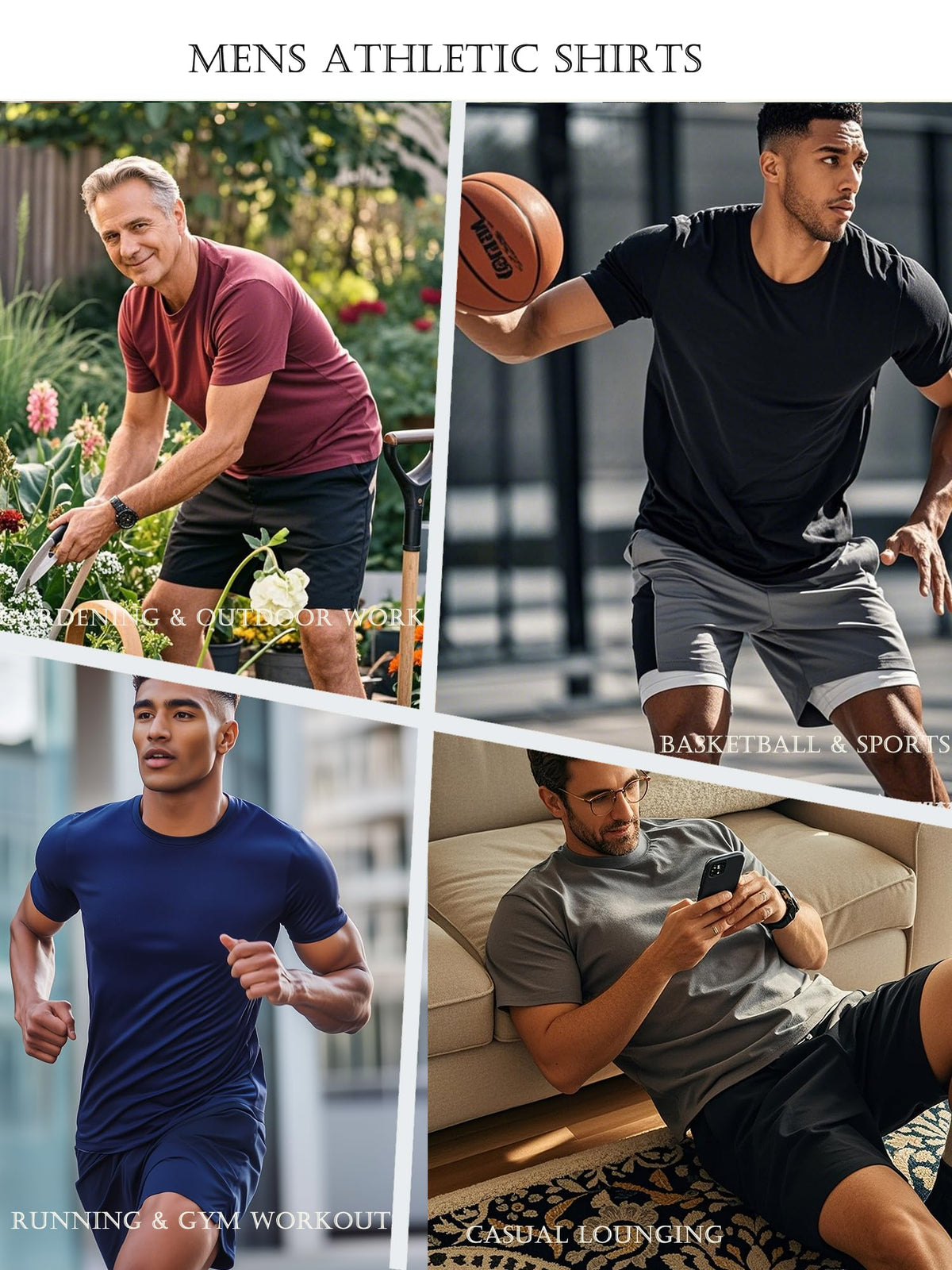 5 Pack Mens Short Sleeve Quick Dry Active Athletic T Shirt Running Gym Workout Tee Tops