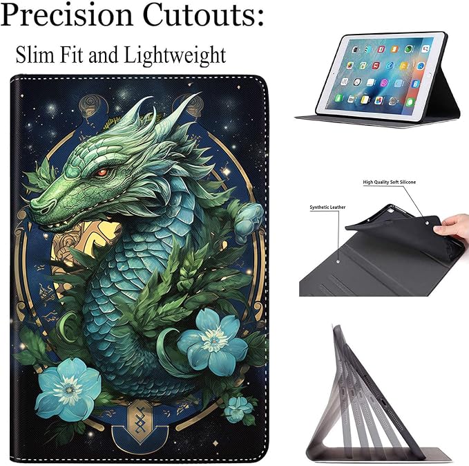 Case for New iPad (A16) 11th Generation 11 Inch 2025for iPad 10th Generation 2022 10.9 Inch Multi-Angle Stand Smart Cover Shockproof with Auto Wake/Sleep Baby Dragon