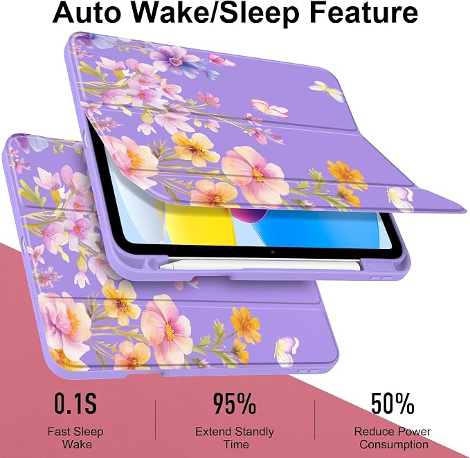 Case for iPad (A16) 11th Generation 11 inch 2025 /iPad 10th Gen 10.9 2022 - Aesthetic Cute Preppy Design Trifold Cover with Soft TPU Bumper Clear Back Auto Sleep/Wake Waves