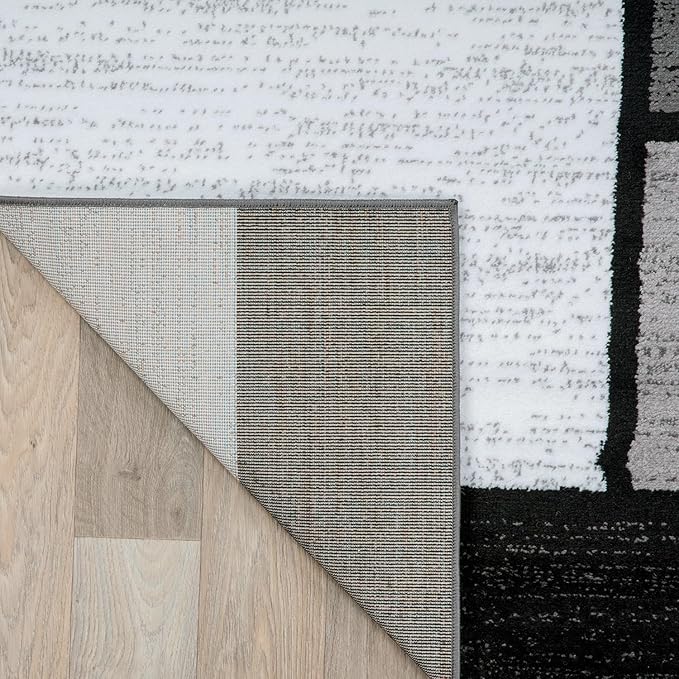 Rugshop Contemporary Modern Boxes for Hallway,Living Room,Bedroom,Kitchen Non Shedding Carpet Runner Rug 2'7" x 10' Gray