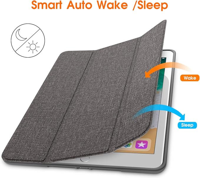 Soke Case Fits for iPad 6th/5th Generation with Pencil Holder - [Full Body Protection + Auto Wake/Sleep] Shockproof Soft TPU Back Cover for Apple iPad 9.7 inch 2018/2017 Black